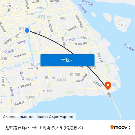 龙耀路云锦路 to 上海海事大学(临港校区) map