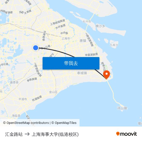 汇金路站 to 上海海事大学(临港校区) map