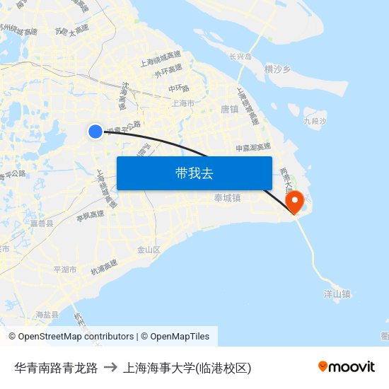 华青南路青龙路 to 上海海事大学(临港校区) map