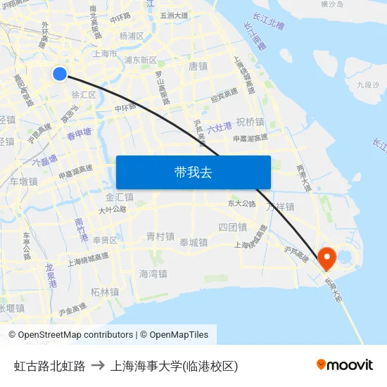 虹古路北虹路 to 上海海事大学(临港校区) map