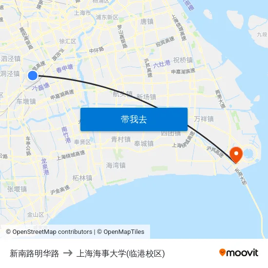 新南路明华路 to 上海海事大学(临港校区) map