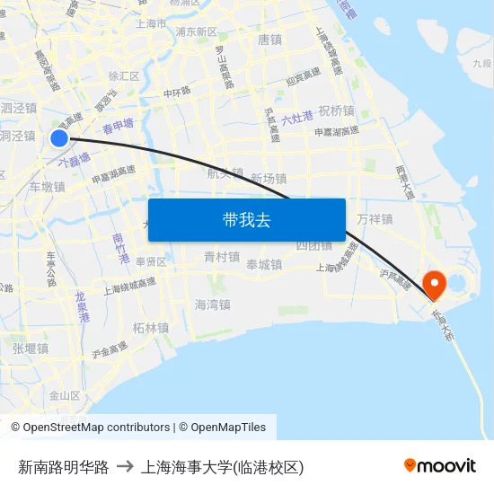 新南路明华路 to 上海海事大学(临港校区) map