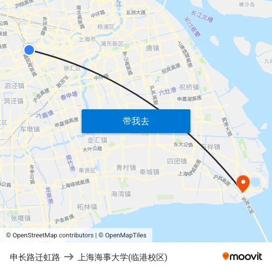 申长路迁虹路 to 上海海事大学(临港校区) map