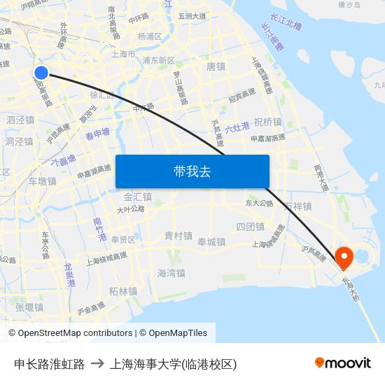 申长路淮虹路 to 上海海事大学(临港校区) map