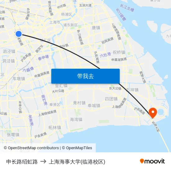 申长路绍虹路 to 上海海事大学(临港校区) map
