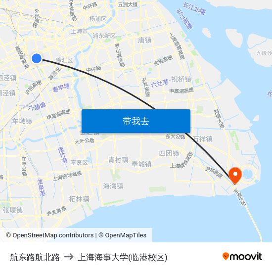 航东路航北路 to 上海海事大学(临港校区) map