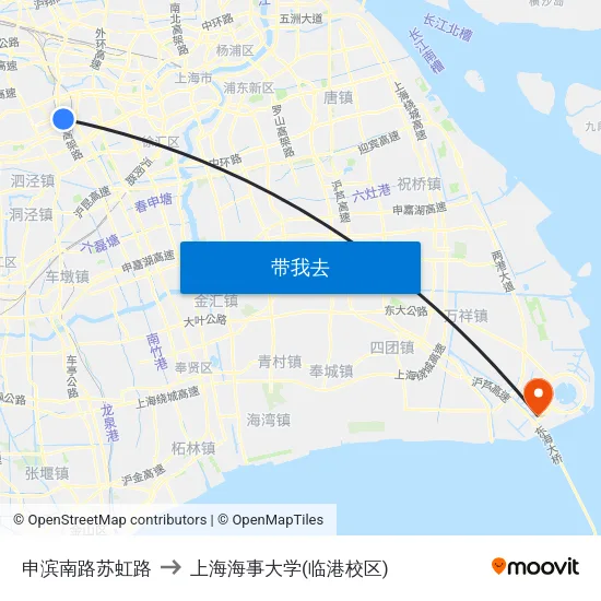 申滨南路苏虹路 to 上海海事大学(临港校区) map