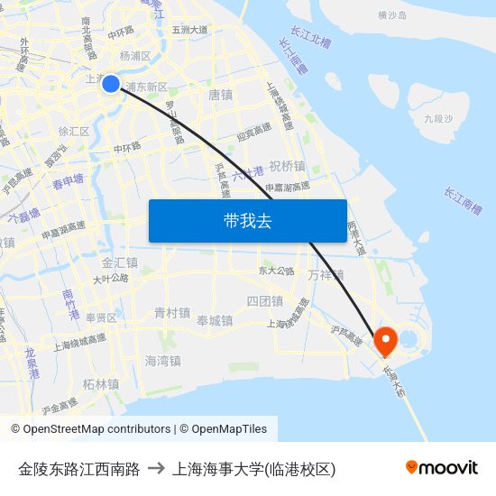 金陵东路江西南路 to 上海海事大学(临港校区) map