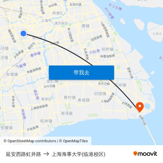 延安西路虹井路 to 上海海事大学(临港校区) map