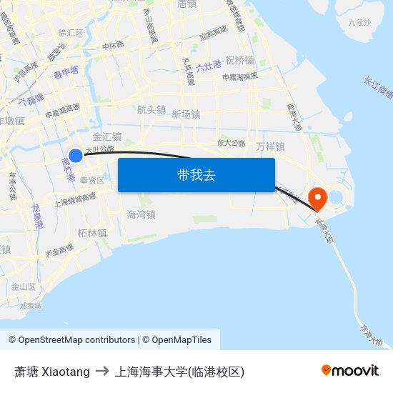 萧塘 Xiaotang to 上海海事大学(临港校区) map