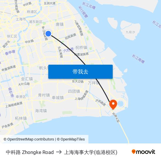 中科路 Zhongke Road to 上海海事大学(临港校区) map