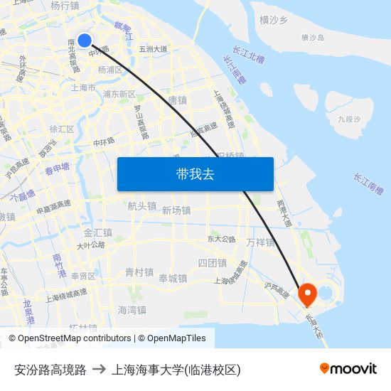 安汾路高境路 to 上海海事大学(临港校区) map