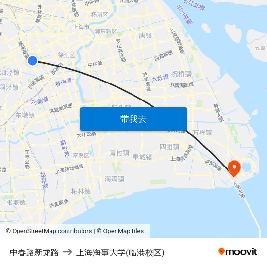 中春路新龙路 to 上海海事大学(临港校区) map