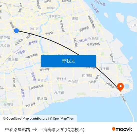 中春路星站路 to 上海海事大学(临港校区) map