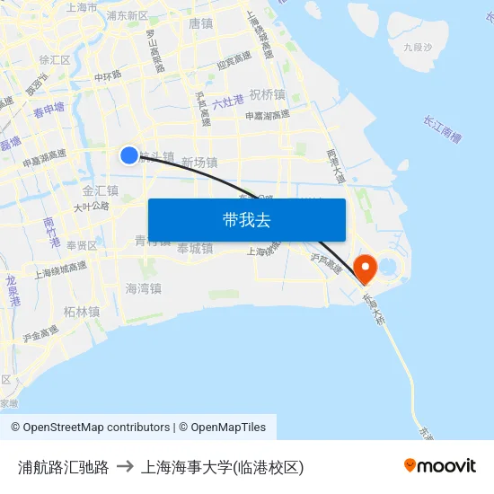 浦航路汇驰路 to 上海海事大学(临港校区) map