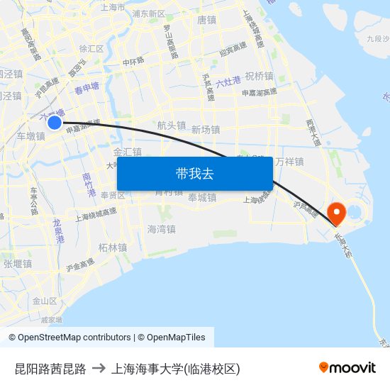 昆阳路茜昆路 to 上海海事大学(临港校区) map