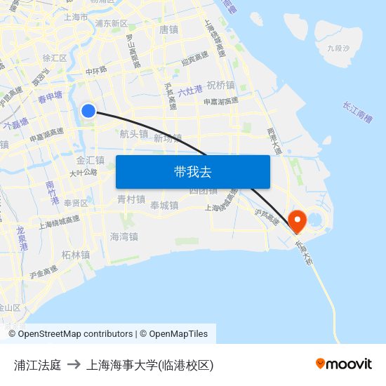 浦江法庭 to 上海海事大学(临港校区) map