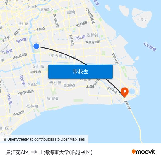 景江苑A区 to 上海海事大学(临港校区) map