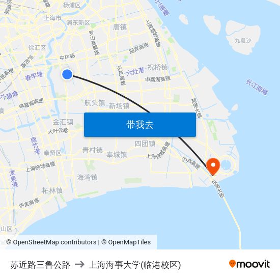 苏近路三鲁公路 to 上海海事大学(临港校区) map