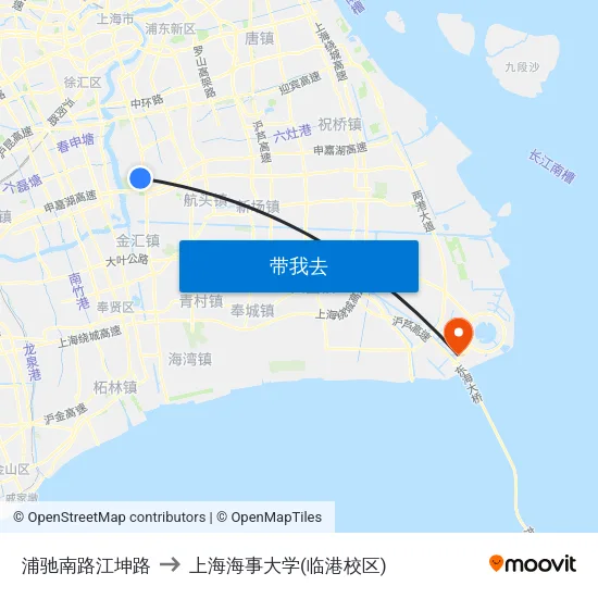 浦驰南路江坤路 to 上海海事大学(临港校区) map