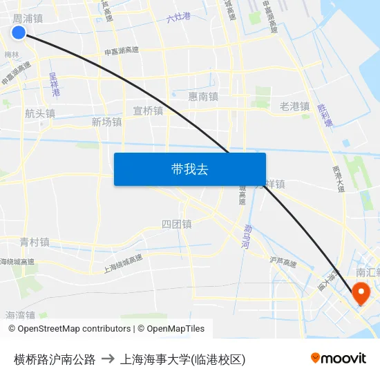 横桥路沪南公路 to 上海海事大学(临港校区) map