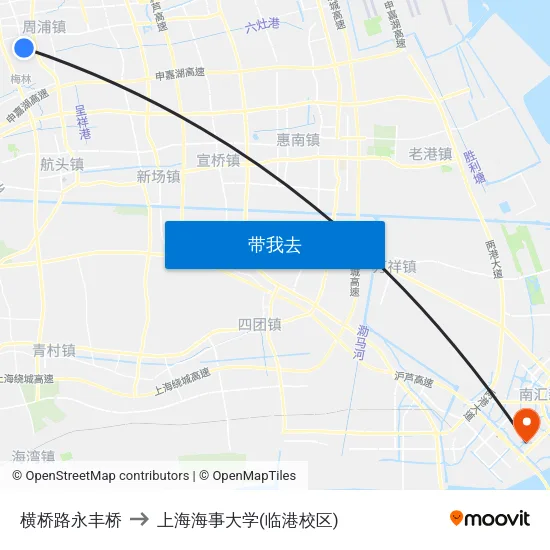 横桥路永丰桥 to 上海海事大学(临港校区) map