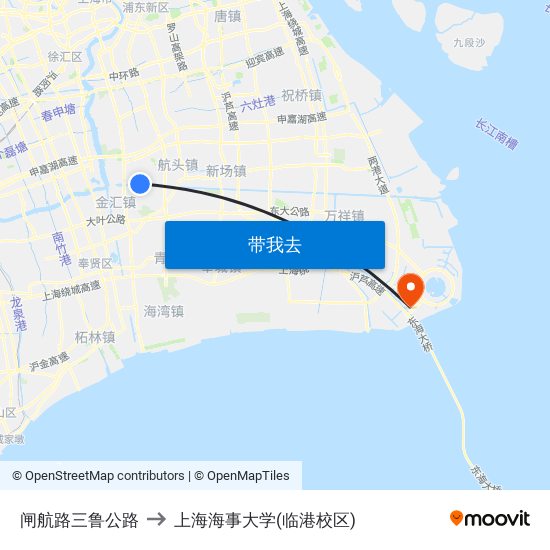 闸航路三鲁公路 to 上海海事大学(临港校区) map