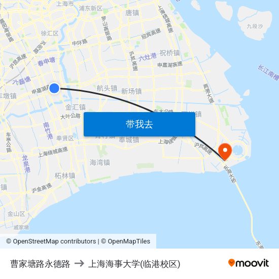 曹家塘路永德路 to 上海海事大学(临港校区) map