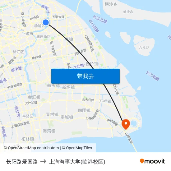 长阳路爱国路 to 上海海事大学(临港校区) map