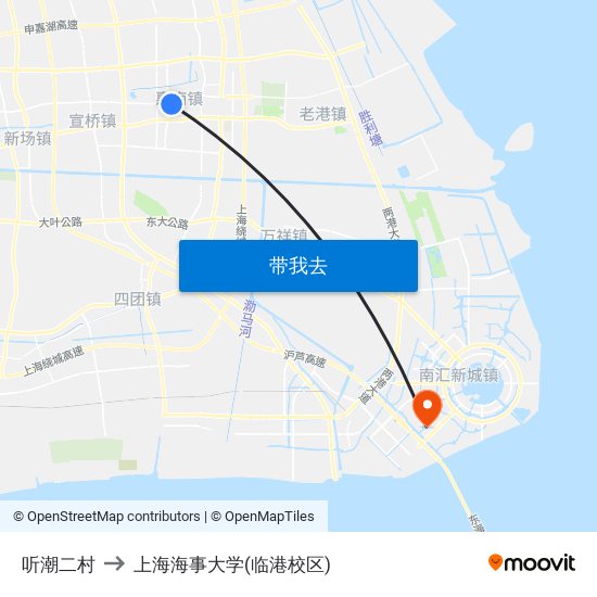 听潮二村 to 上海海事大学(临港校区) map