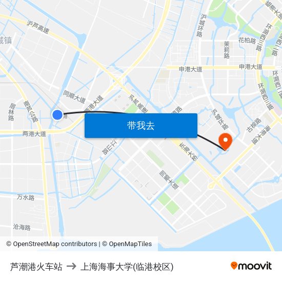 芦潮港火车站 to 上海海事大学(临港校区) map