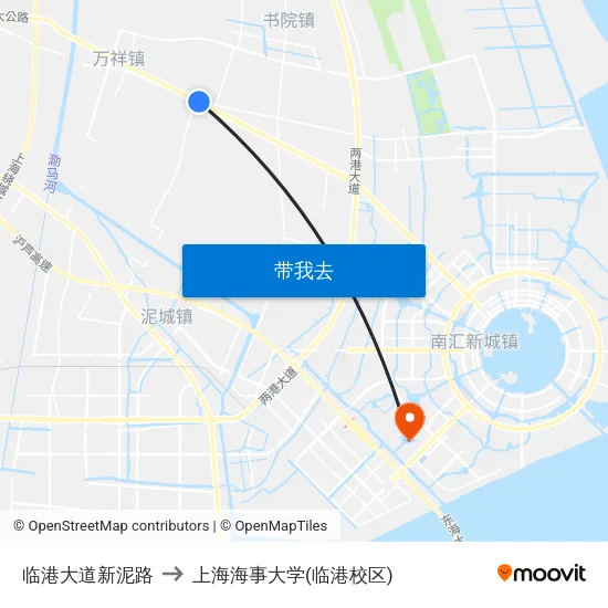 临港大道新泥路 to 上海海事大学(临港校区) map