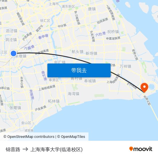 锦昔路 to 上海海事大学(临港校区) map