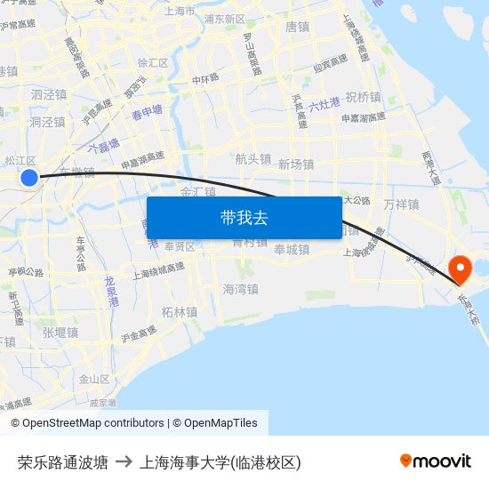 荣乐路通波塘 to 上海海事大学(临港校区) map