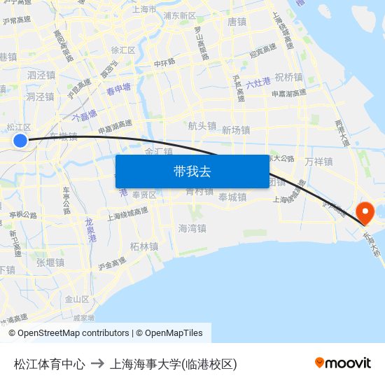 松江体育中心 to 上海海事大学(临港校区) map