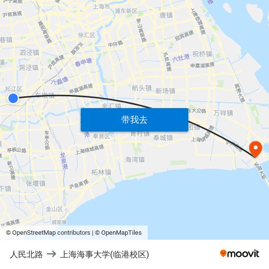 人民北路 to 上海海事大学(临港校区) map