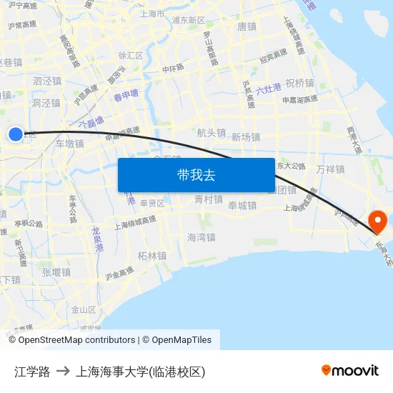 江学路 to 上海海事大学(临港校区) map