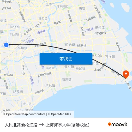 人民北路新松江路 to 上海海事大学(临港校区) map