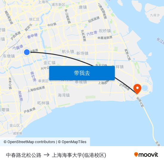 中春路北松公路 to 上海海事大学(临港校区) map