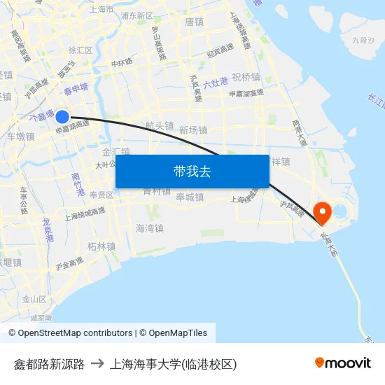 鑫都路新源路 to 上海海事大学(临港校区) map
