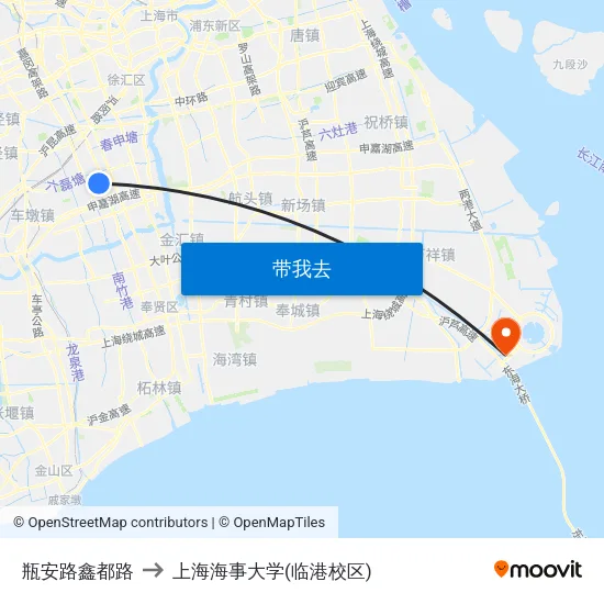 瓶安路鑫都路 to 上海海事大学(临港校区) map