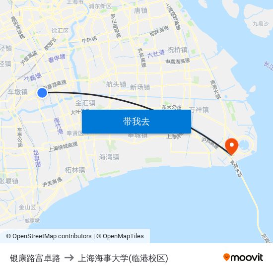 银康路富卓路 to 上海海事大学(临港校区) map