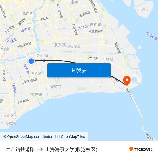 奉金路扶港路 to 上海海事大学(临港校区) map