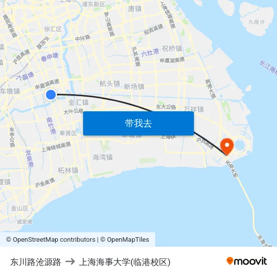 东川路沧源路 to 上海海事大学(临港校区) map