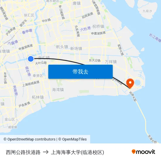 西闸公路扶港路 to 上海海事大学(临港校区) map