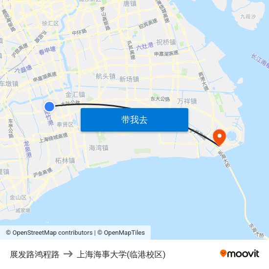 展发路鸿程路 to 上海海事大学(临港校区) map