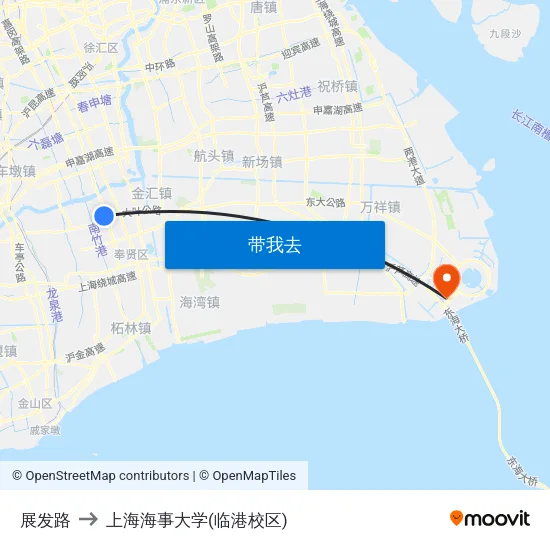 展发路 to 上海海事大学(临港校区) map