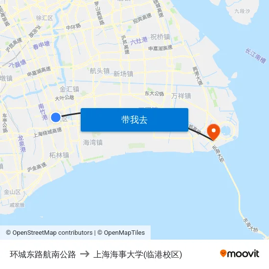 环城东路航南公路 to 上海海事大学(临港校区) map