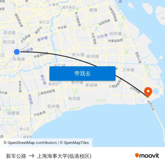 新车公路 to 上海海事大学(临港校区) map