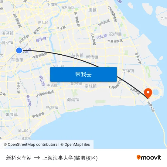 新桥火车站 to 上海海事大学(临港校区) map